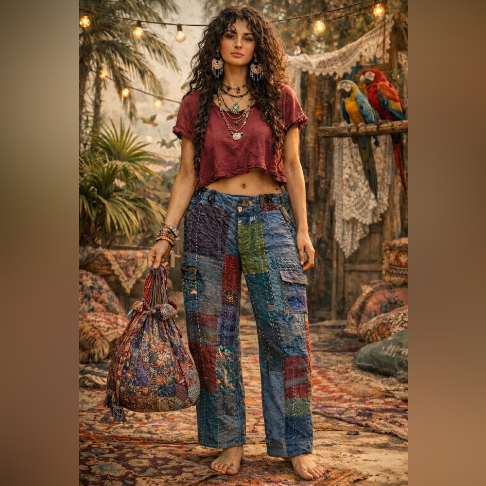 Nu Vintage Batik Artisan Patchwork Pants Sz-L
